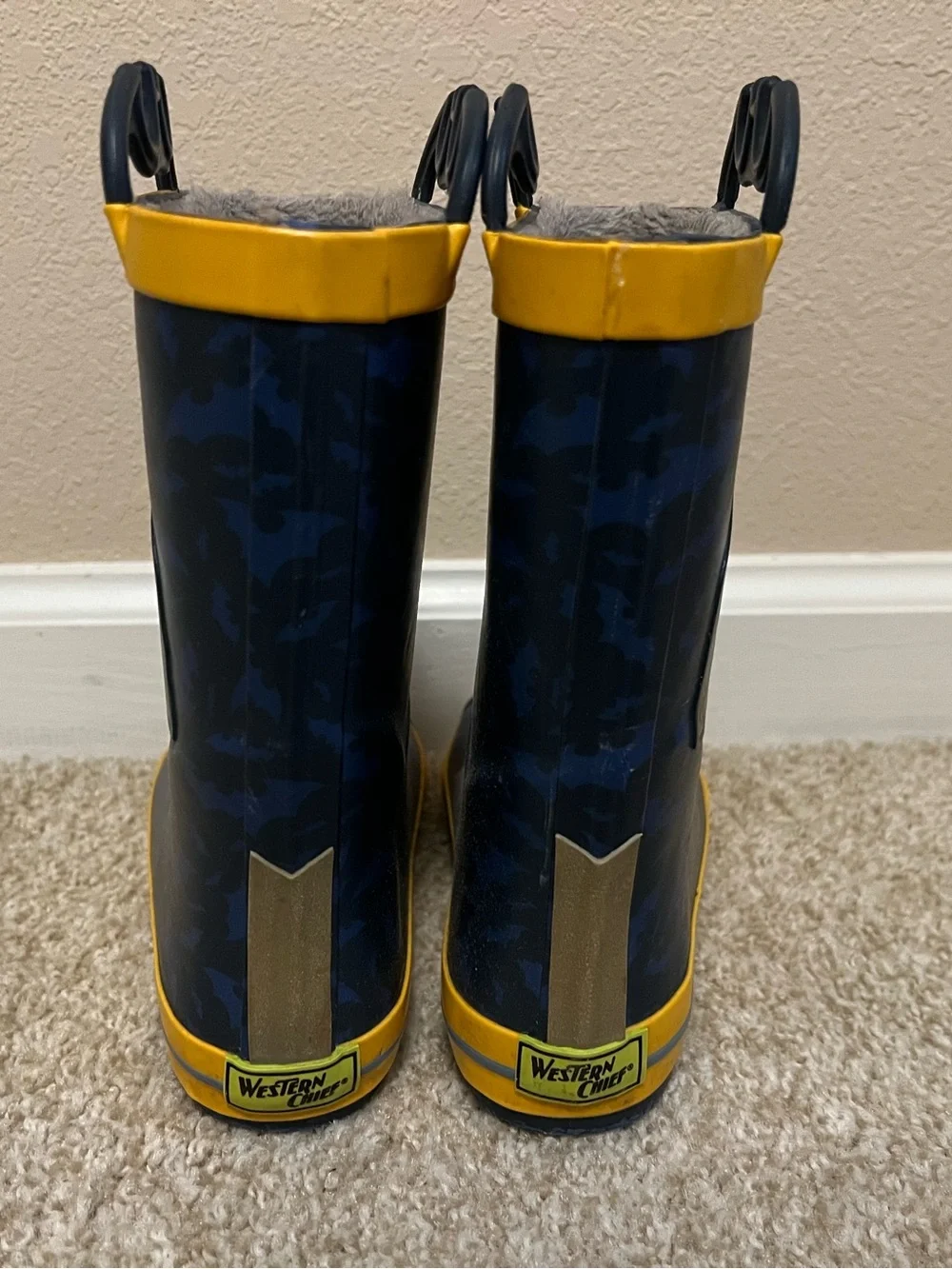 Western Chief Kids' Blue and Yellow Batman Rain Boots